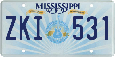 MS license plate ZKI531