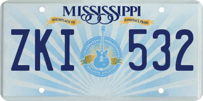 MS license plate ZKI532