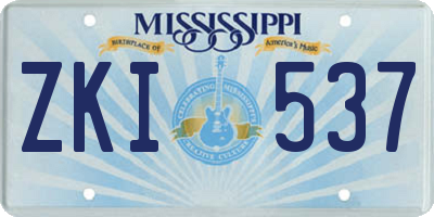 MS license plate ZKI537