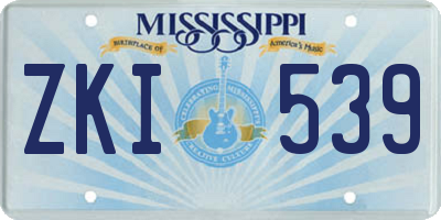 MS license plate ZKI539