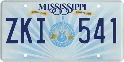 MS license plate ZKI541