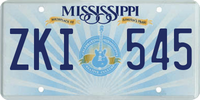 MS license plate ZKI545