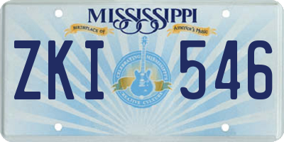 MS license plate ZKI546