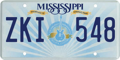 MS license plate ZKI548