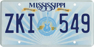 MS license plate ZKI549