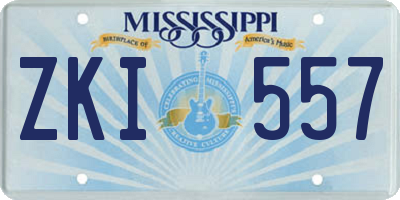 MS license plate ZKI557