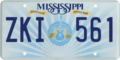 MS license plate ZKI561