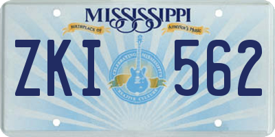 MS license plate ZKI562