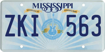 MS license plate ZKI563