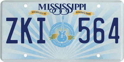 MS license plate ZKI564