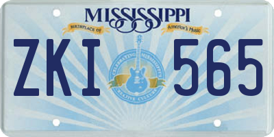MS license plate ZKI565