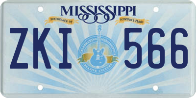 MS license plate ZKI566