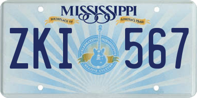 MS license plate ZKI567