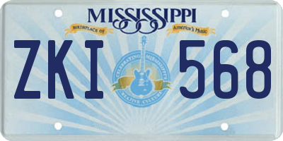 MS license plate ZKI568