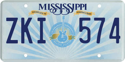 MS license plate ZKI574