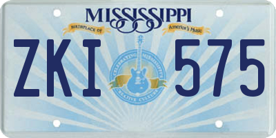 MS license plate ZKI575