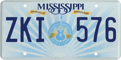 MS license plate ZKI576