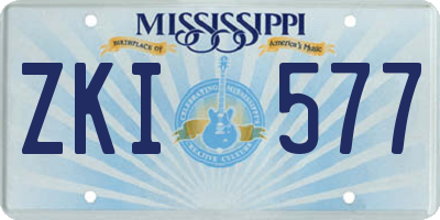 MS license plate ZKI577