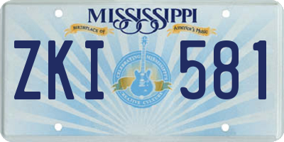 MS license plate ZKI581