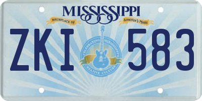 MS license plate ZKI583