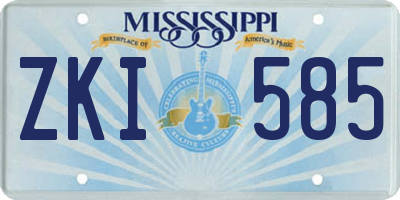MS license plate ZKI585