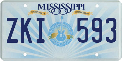 MS license plate ZKI593