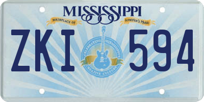 MS license plate ZKI594