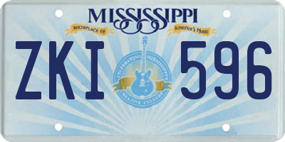 MS license plate ZKI596