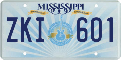 MS license plate ZKI601