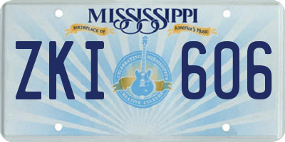 MS license plate ZKI606