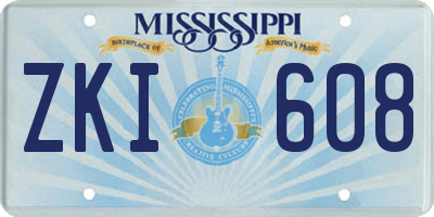 MS license plate ZKI608