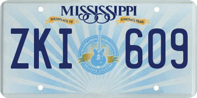 MS license plate ZKI609