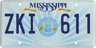 MS license plate ZKI611