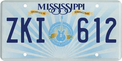 MS license plate ZKI612