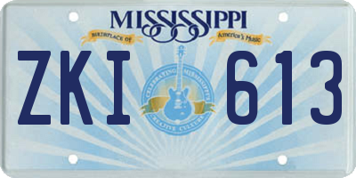 MS license plate ZKI613