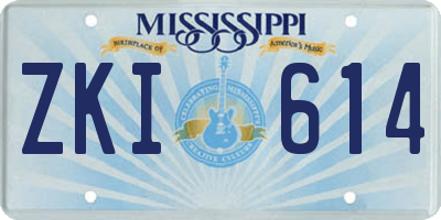 MS license plate ZKI614