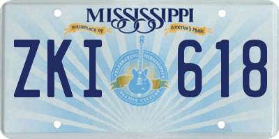MS license plate ZKI618