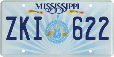 MS license plate ZKI622