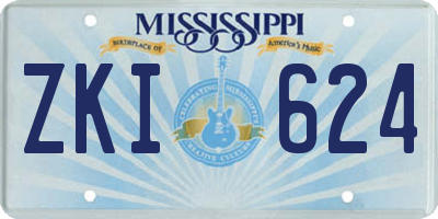 MS license plate ZKI624