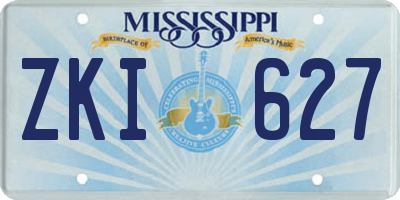 MS license plate ZKI627