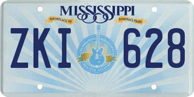 MS license plate ZKI628