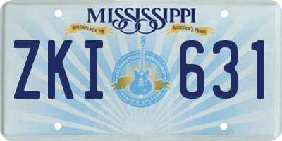 MS license plate ZKI631