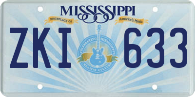 MS license plate ZKI633