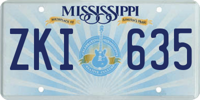 MS license plate ZKI635