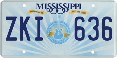 MS license plate ZKI636