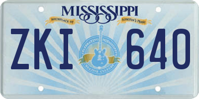 MS license plate ZKI640