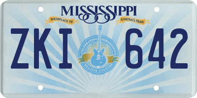 MS license plate ZKI642