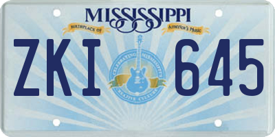 MS license plate ZKI645