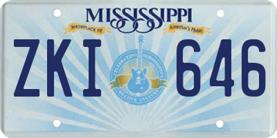 MS license plate ZKI646