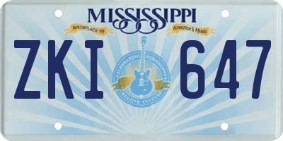 MS license plate ZKI647